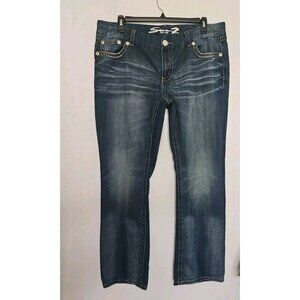 Seven7 Women's Mid-Rise Straight Leg Jeans in Dark Blue